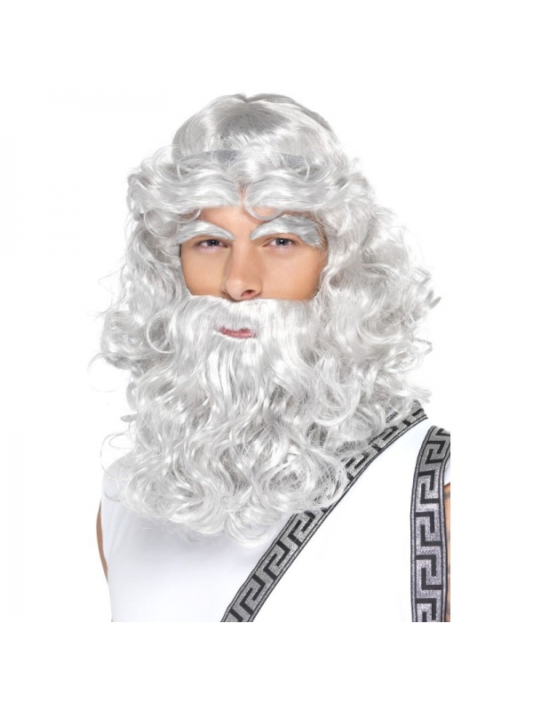 Perruque Zeus avec barbe et sourcils | Accessoires