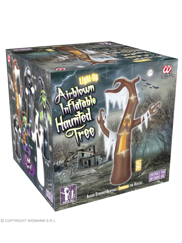 Arbre hanté gonflable et lumineux avec ventilateur - 244 cm - intérieur et extérieur