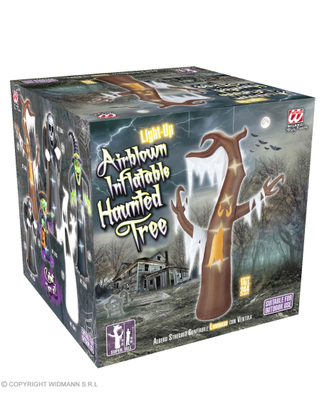 Arbre hanté gonflable et lumineux avec ventilateur - 244 cm - intérieur et extérieur