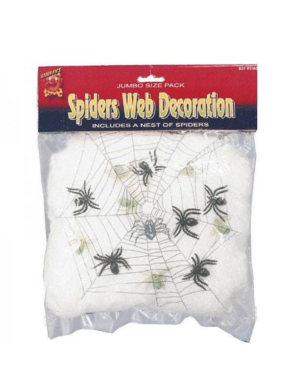 Toile d’araignée blanche + 6 araignées | Décorations