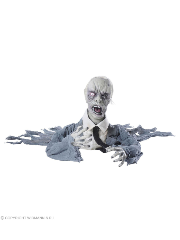 Zombie avec tête tournante, son et yeux lumineux - 140 cm
