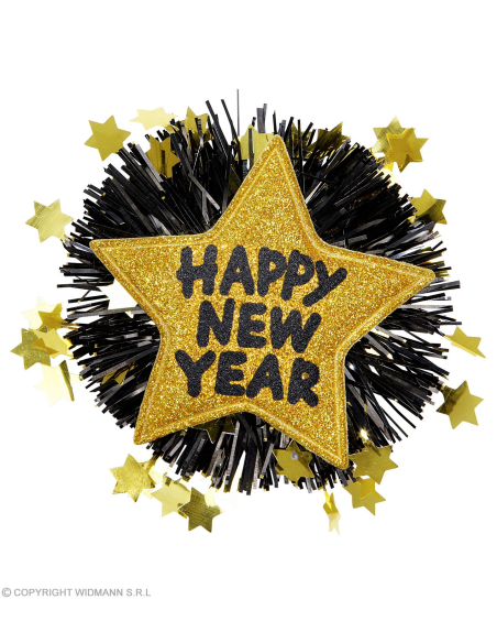Broche Happy New Year 2 couleurs au choix (doré ou argenté)