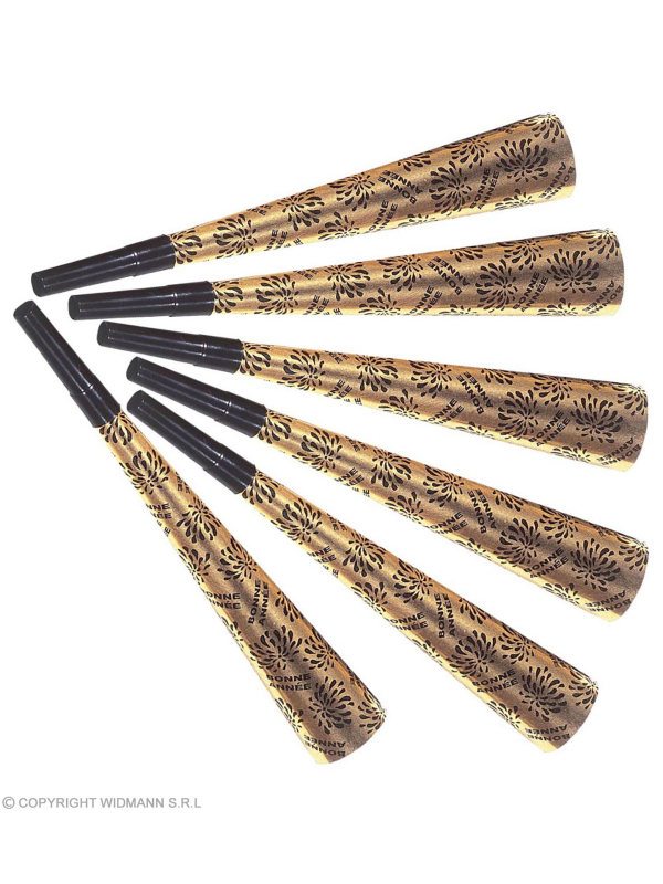 Lot de 6 Trompettes Sonores Bonne Année Or - 25 cm