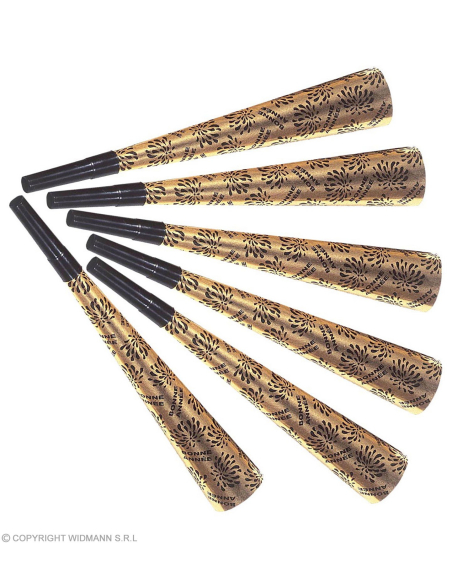 Lot de 6 Trompettes Sonores Bonne Année Or - 25 cm