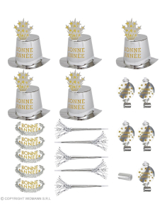 Accessoires Bonne Année, Argent pour 10 personnes (21 pièces)