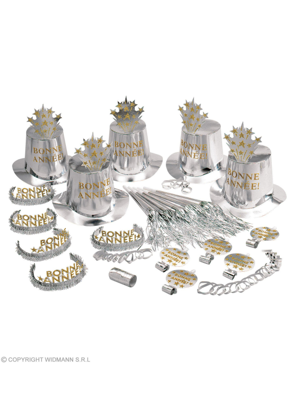 Accessoires Bonne Année, Argent pour 10 personnes (21 pièces)