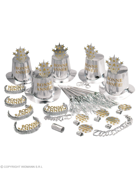 Accessoires Bonne Année, Argent pour 10 personnes (21 pièces)