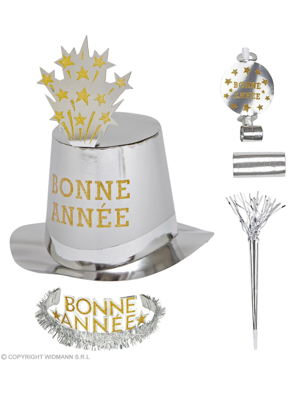 Accessoires Bonne Année, Argent pour 10 personnes (21 pièces)
