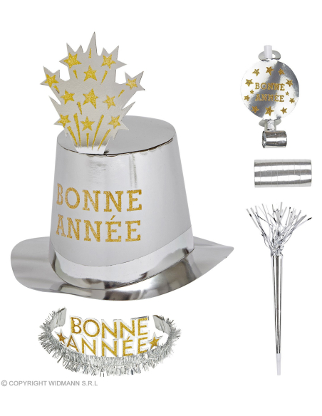 Accessoires Bonne Année, Argent pour 10 personnes (21 pièces)