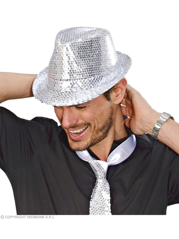 Chapeau pailleté argent mixte