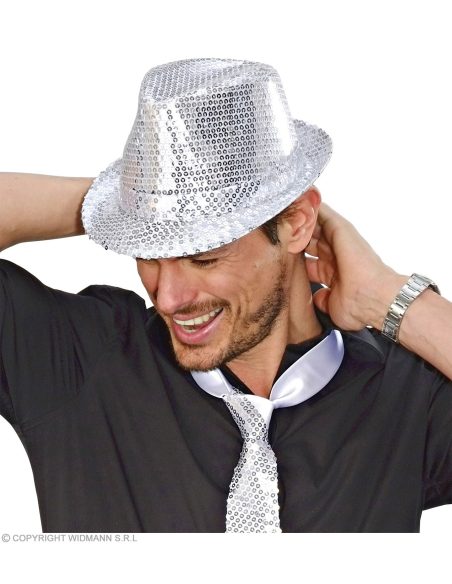 Chapeau pailleté argent mixte
