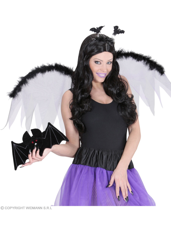 Pochette chauve-souris noire en velours, femme et fille