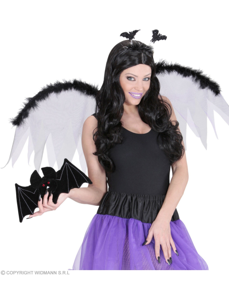 Pochette chauve-souris noire en velours, femme et fille
