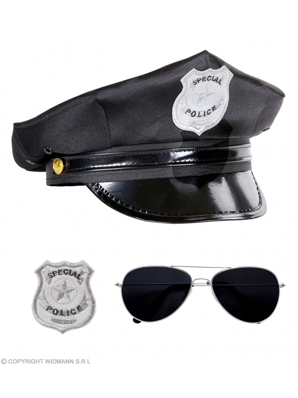 Set Officier de Police Adulte (casquette, lunettes, insigne)