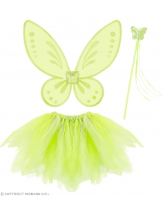 Set de Fée magique vert, fille (tutu, ailes, baguette magique)