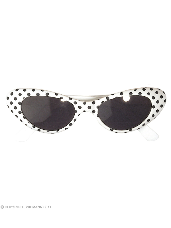 Lunettes Années 50, Femme (blanches à pois noirs)