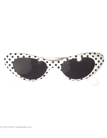 Lunettes Années 50, Femme (blanches à pois noirs)