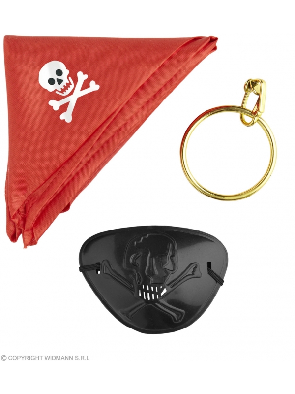 Set Pirate (bandana, cache-oeil,boucle d'oreilles)