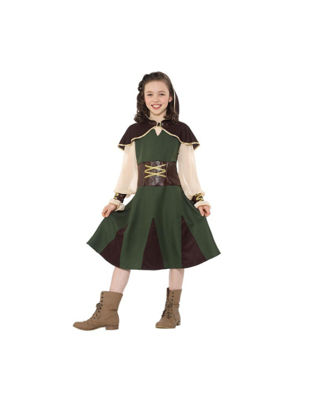 Déguisement de Robin des Bois pour fille, Vert et marron (robe et pélerine attachée)