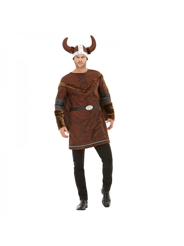 Déguisement Viking Barbare Luxe Marron Homme (tunique, cape, casque)