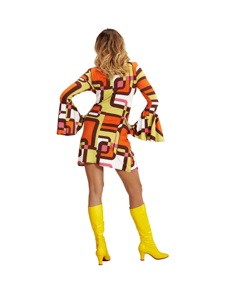 Déguisement disco femme (robe tubes orange et marron)