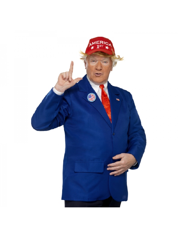Déguisement Président Américain Homme (veste, cravate, casquette, badge)