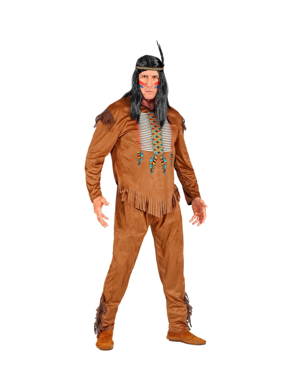 Déguisement Indien Homme marron (casaque, pantalon, bandeau avec plume)