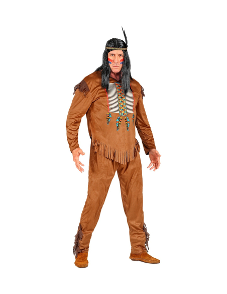 Déguisement Indien Homme marron (casaque, pantalon, bandeau avec plume)