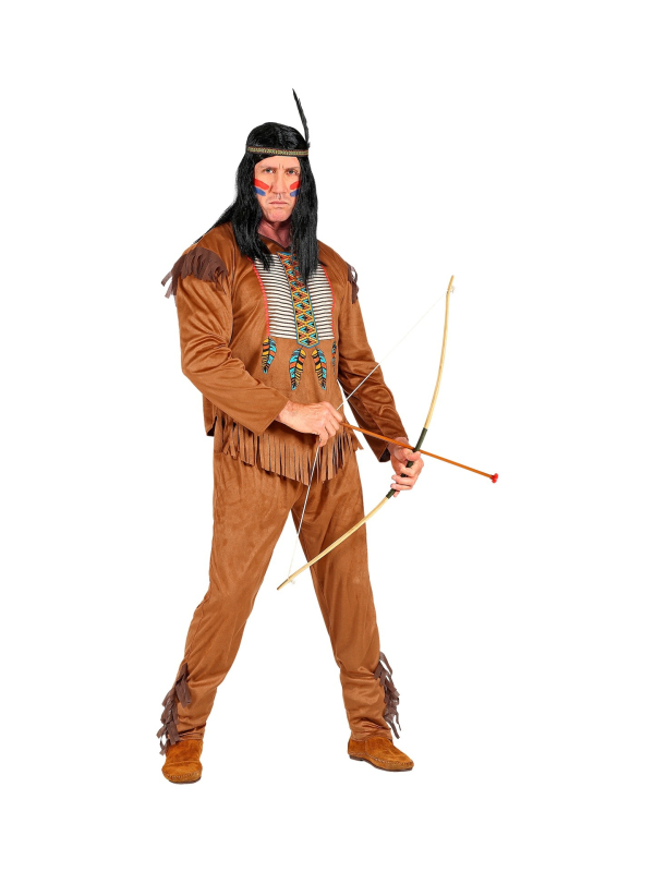 Déguisement Indien Homme marron (casaque, pantalon, bandeau avec plume)