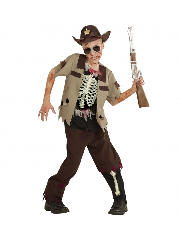 Déguisement sheriff zombie garçon (chemise, pantalon, chapeau)