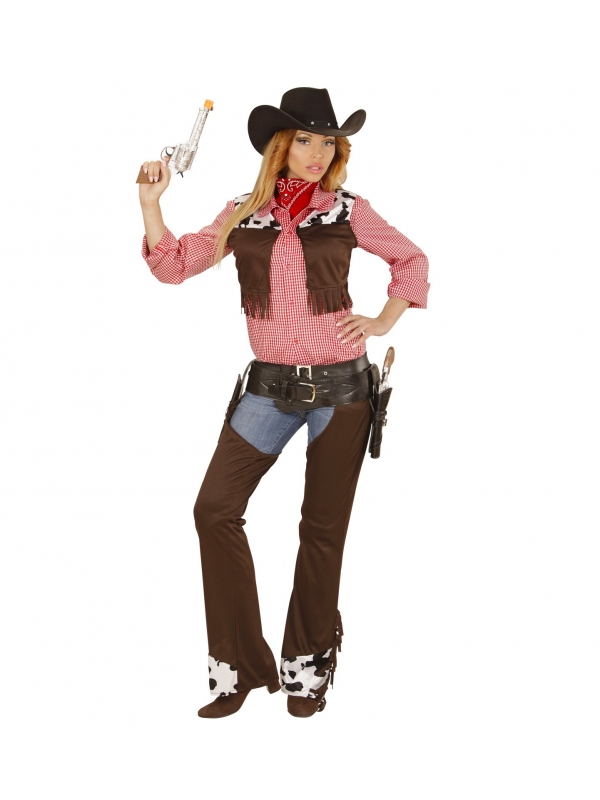 Déguisement cowboy femme (gilet, chaps, ceinture)
