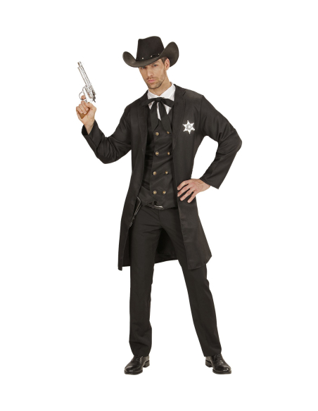 Déguisement Sheriff Marchal Homme (long manteau, gilet, fausse chemise, cravate ficelle)