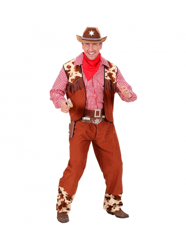 Déguisement Cowboy Rouge Homme (veste, chemise, pantalon, ceinture, bandana)