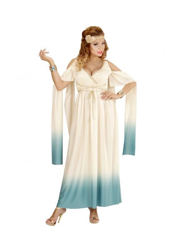 Déguisement déesse grecque (robe longue, bandeau avec feuilles de laurier)