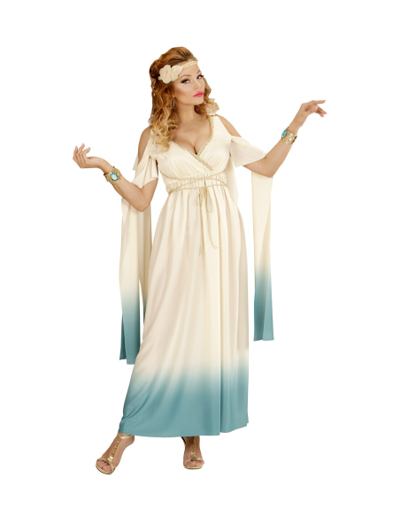 Déguisement déesse grecque (robe longue, bandeau avec feuilles de laurier)