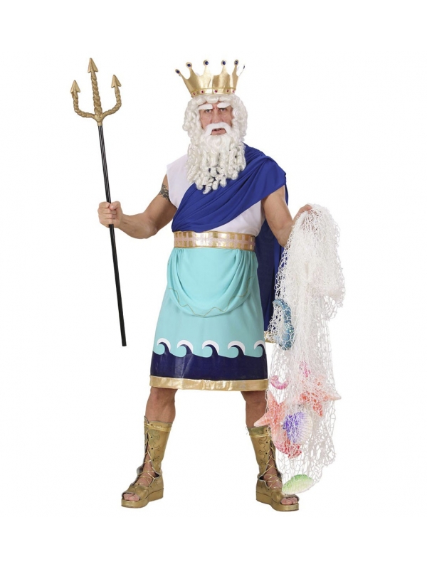 Déguisement Poseidon Homme (tunique, ceinture avec bandes et couronne)
