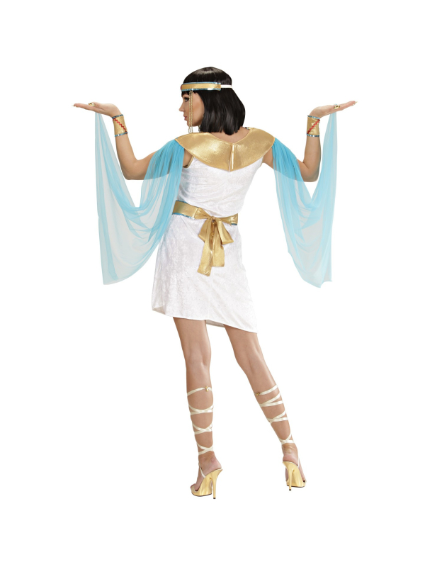 déguisement égyptienne (robe, plastron avec voiles, ceinture, bracelets, coiffe avec petites perles