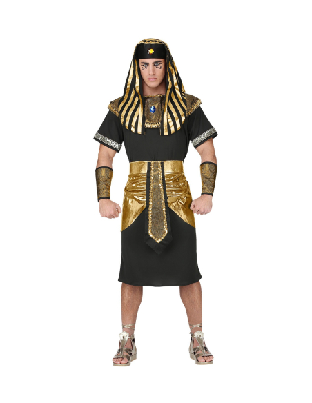 Déguisement Pharaon Homme (tunique, ceinture, collier, bracelets, casque)