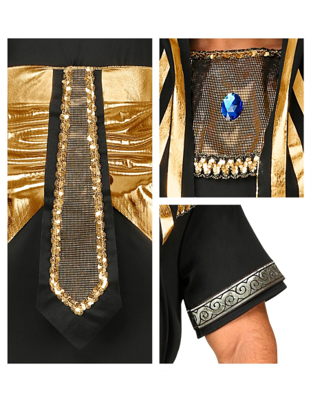 Déguisement Pharaon Homme (tunique, ceinture, collier, bracelets, casque)