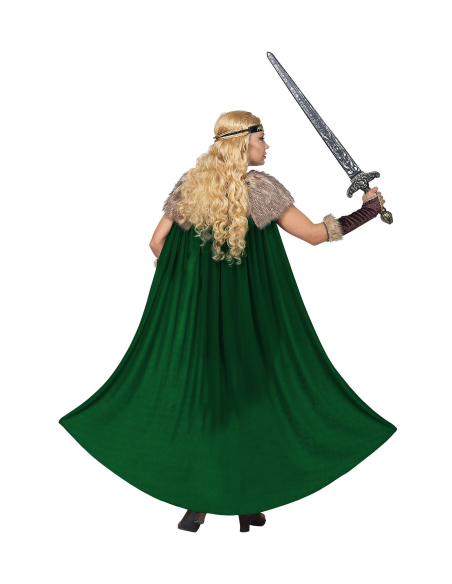 Déguisement viking femme (robe avec cape, ceinture, chauffe-bras, bandeau)