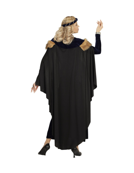 Déguisement médiéval femme (robe avec cape, ceinture, coiffe)