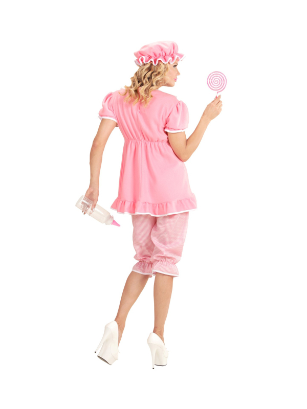 Déguisement femme bébé rose (robe avec biberon, bermuda, bonnet)