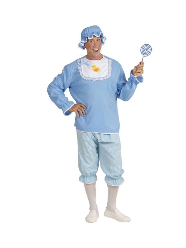 Déguisement de Bébé Bleu Homme (tunique avec biberon, pantalon, bonnet)