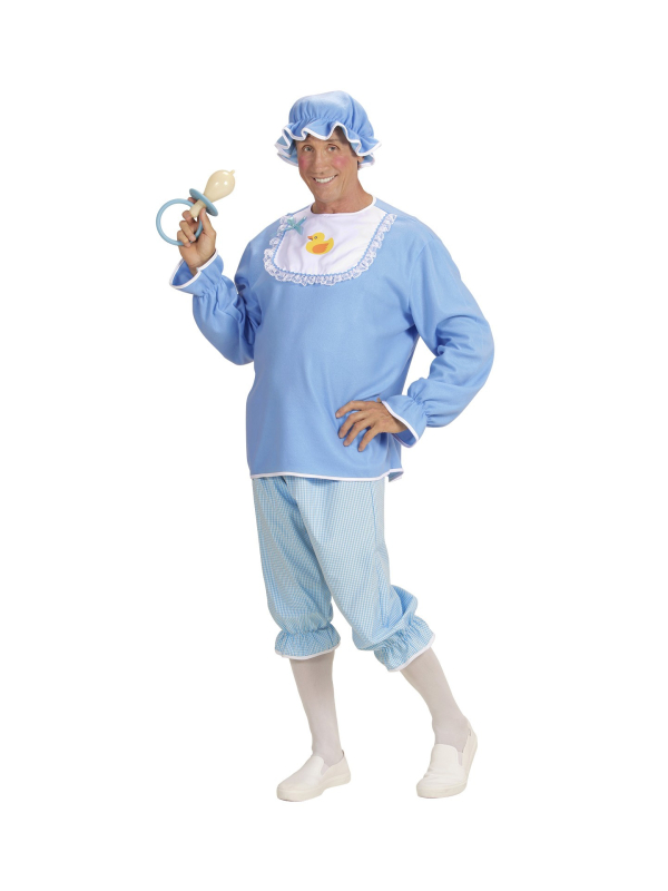 Déguisement de Bébé Bleu Homme (tunique avec biberon, pantalon, bonnet)