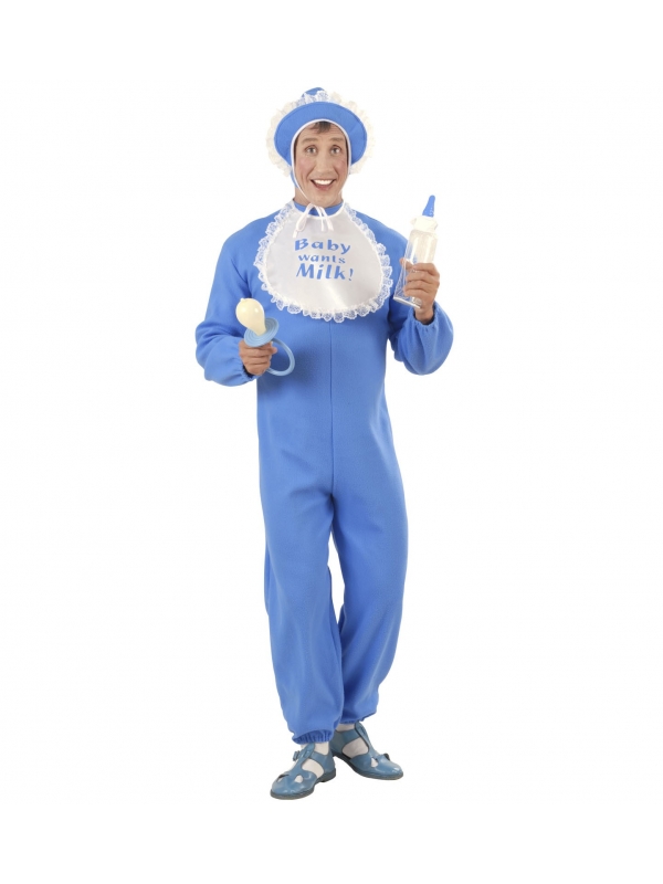 Déguisement Bébé Bleu Homme (costume, bonnet, bavette)