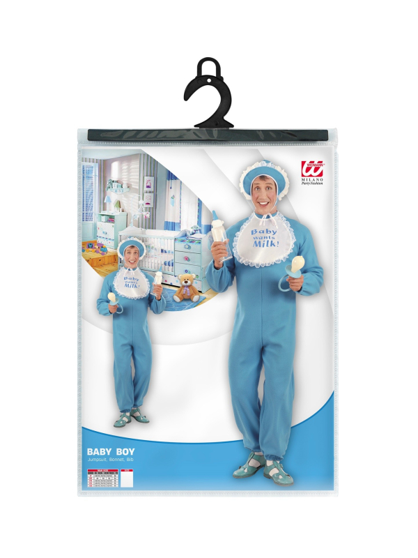 Déguisement Bébé Bleu Homme (costume, bonnet, bavette)