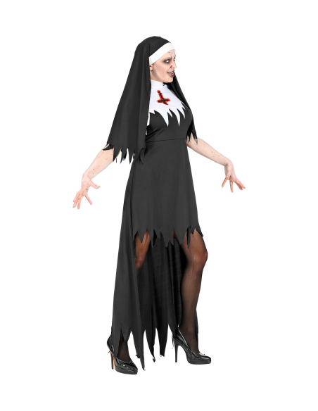 Déguisement none de l'horreur femme, noir et blanc (robe avec jupon, coiffe)
