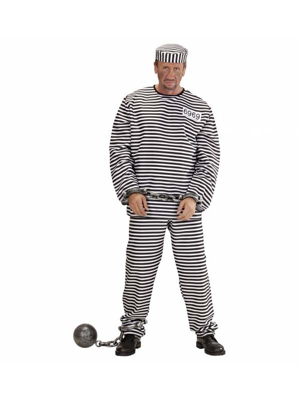 Déguisement Prisonnier Homme (haut, pantalon, calot)