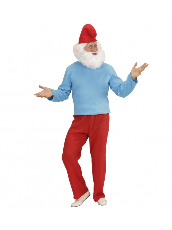 Déguisement Nain Géant Homme rouge et bleu (casaque, pantalon, chapeau)