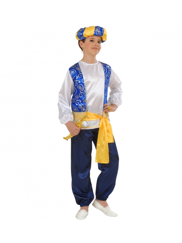 Déguisement prince arabe enfant (chemise, gilet, pantalon, ceinture, turban)